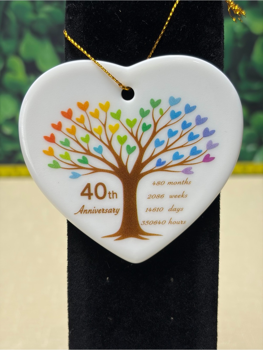 40th Anniversary Heart Tree Ornament - Multicolor